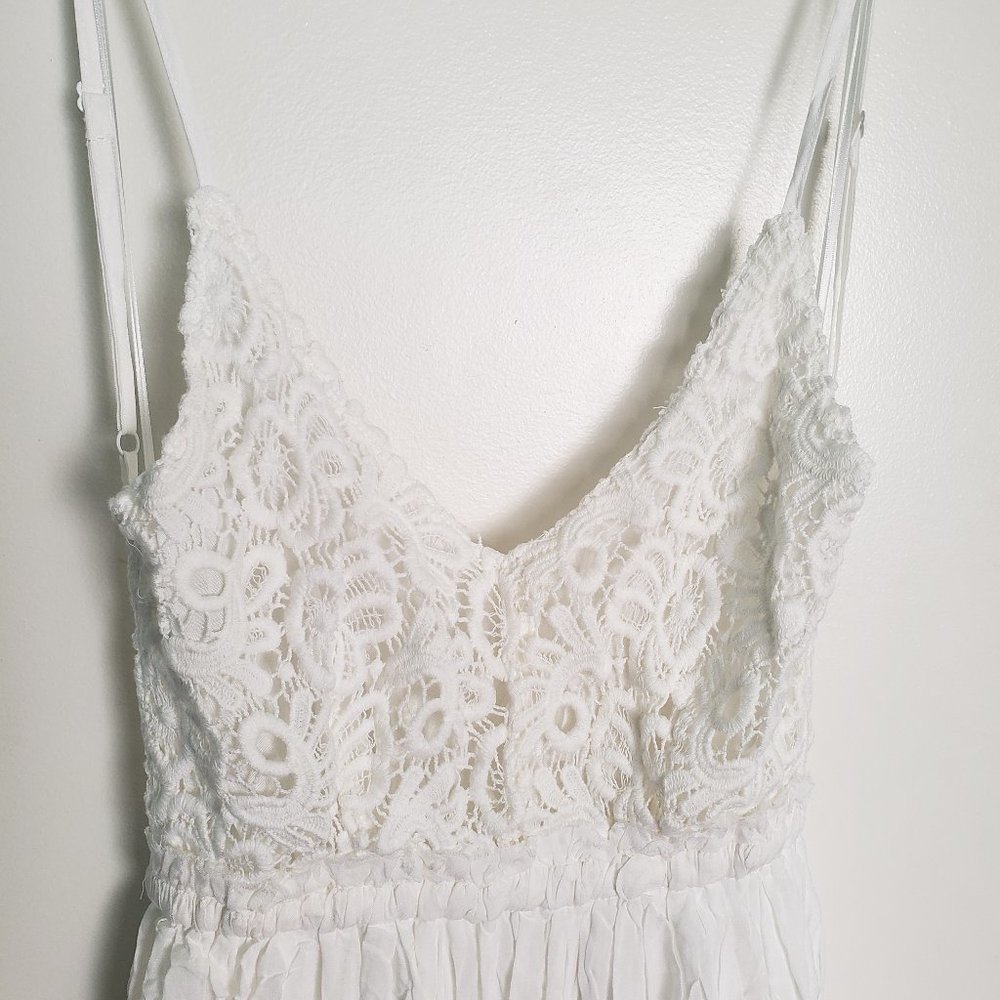 Long, flowy, white backless dress, size Medium